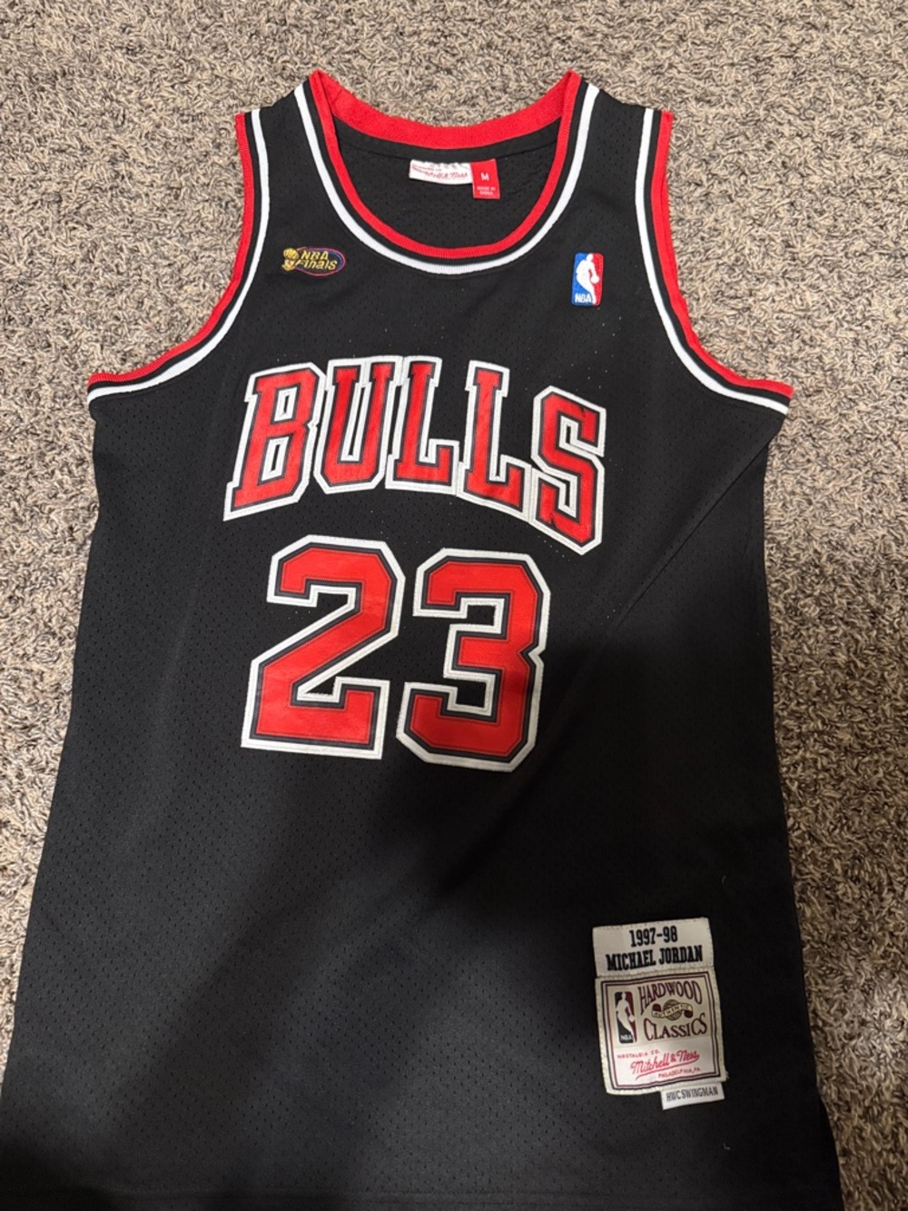 Mitchell & Ness Black & Red Chicago Bulls Hardwood Classics Jersey